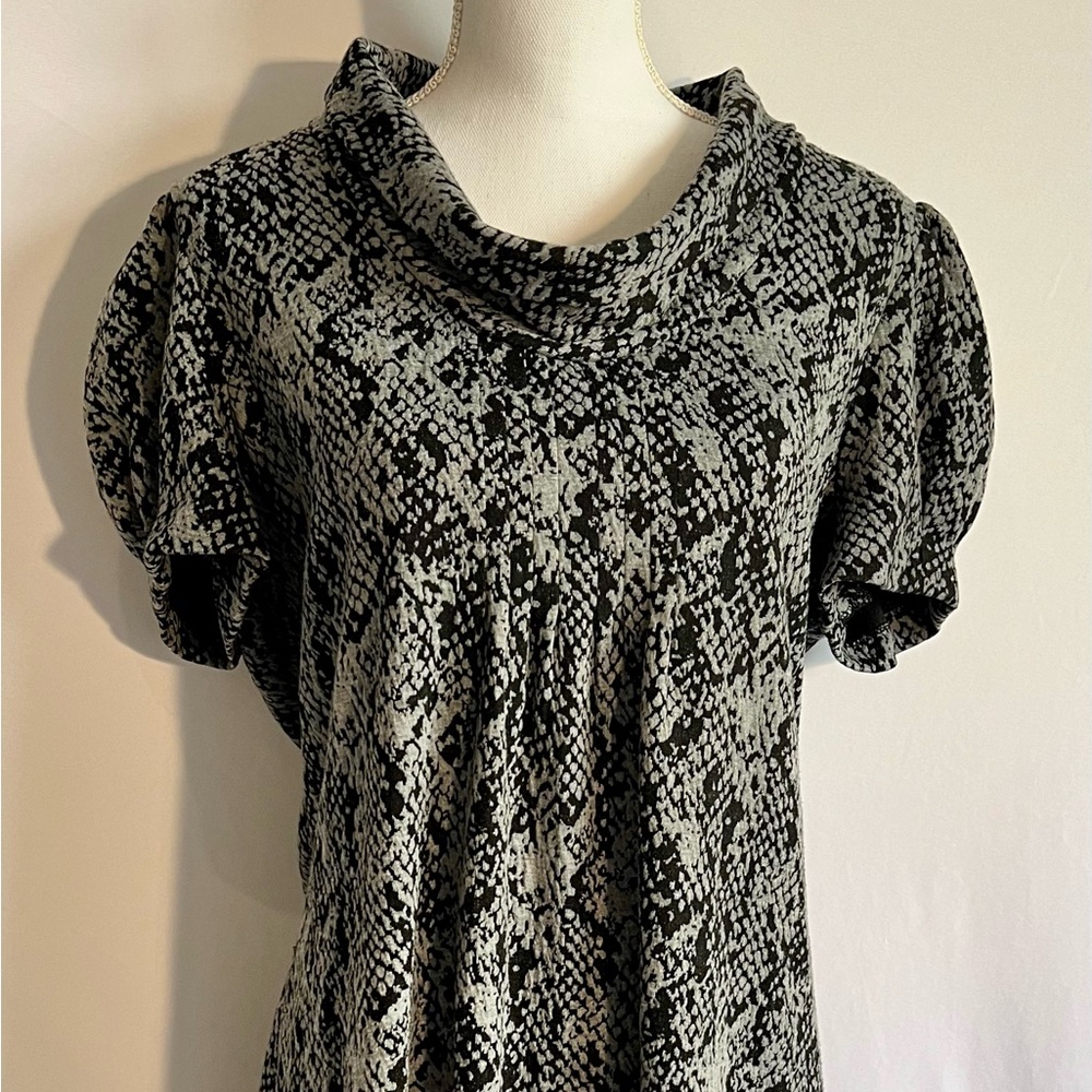 Calvin Klein Knit Snakeskin Print A Line Cowl Neck Mini Dress Size 16